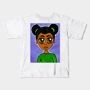 Cute art black anime style digital art Kids T-Shirt